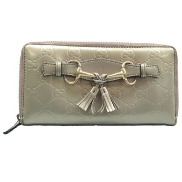Gucci Emily Champagne Patent leather Wallet  149-082525 - Picture 1 of 12